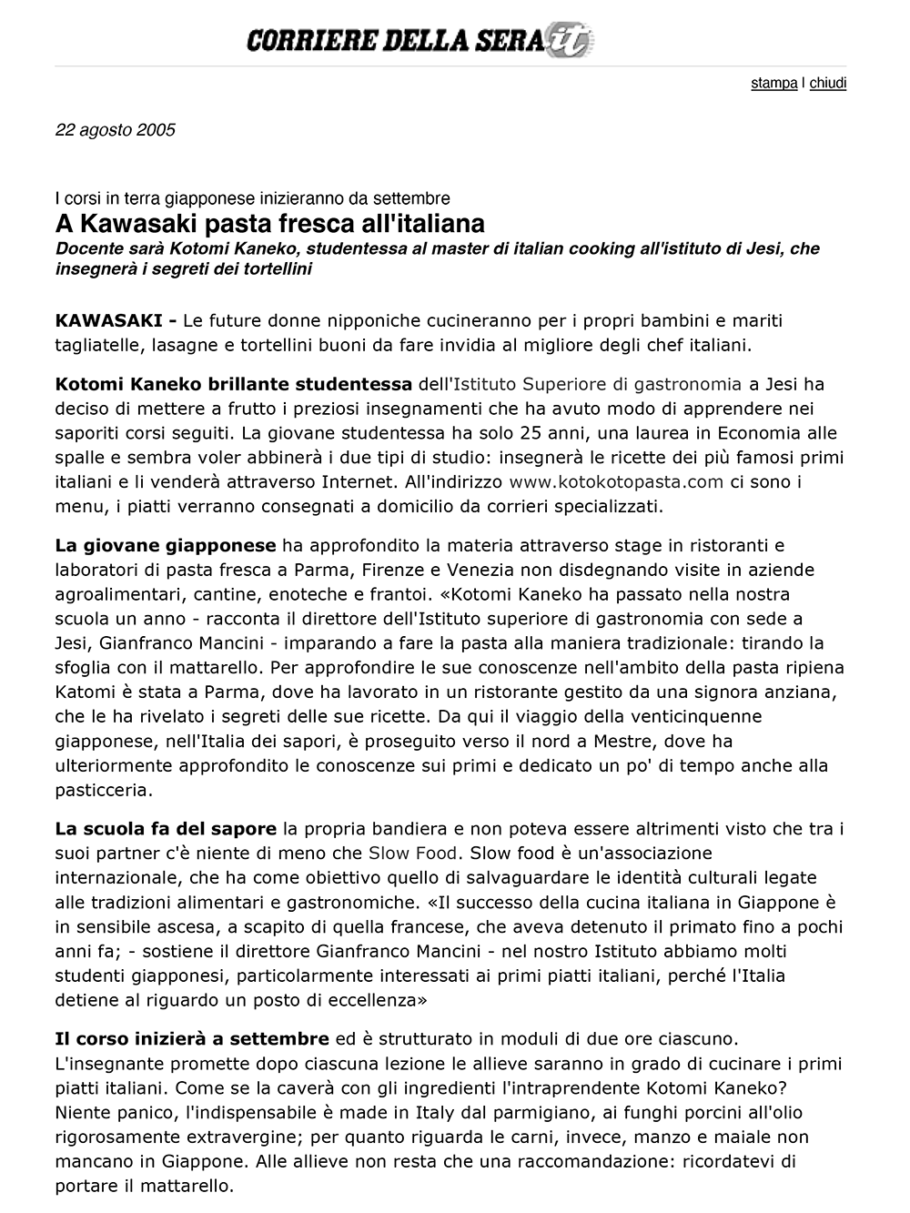Corriere della Sera 2005.08.22
