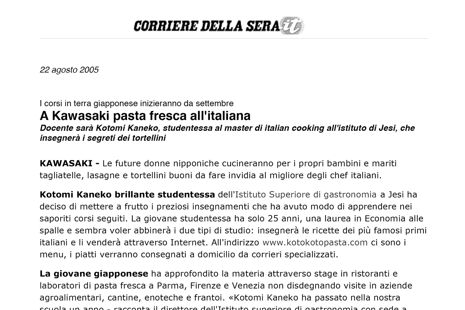 Corriere della Sera 2005.08.22